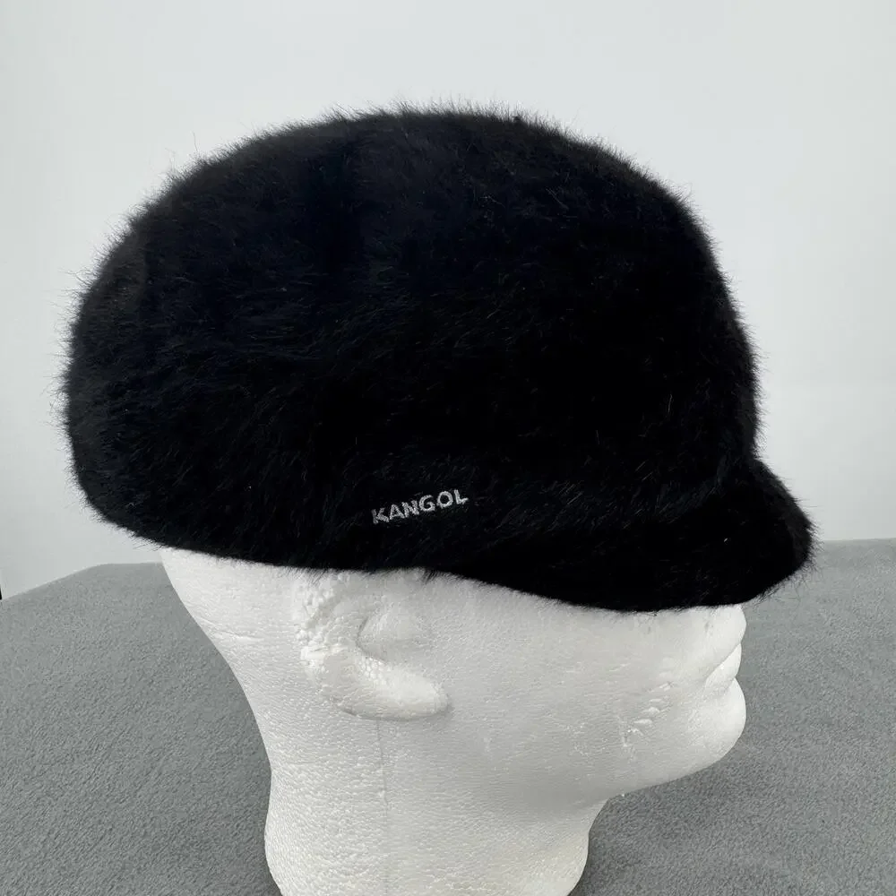 Kangol Heritage Furgora Wendy Black Angora Blend Fuzzy Cap Hat One Size